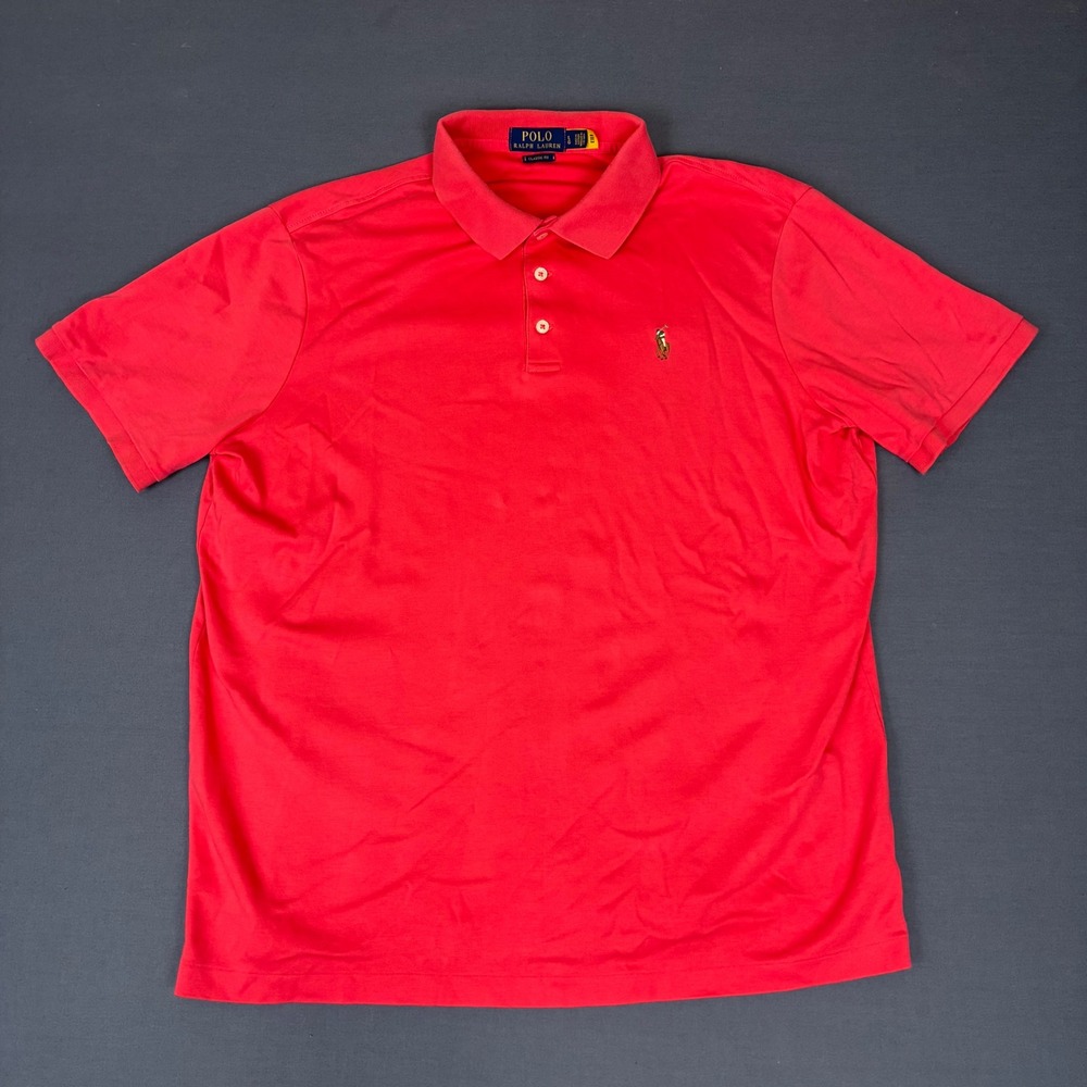 Polo Ralph Lauren Classic Fit Red Shirt Sleeve Polo Shirt Men's Size Large Flesh